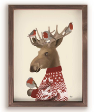 Load image into Gallery viewer, Moose With Birds Framed Art
