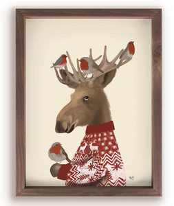 Moose With Birds Framed Art