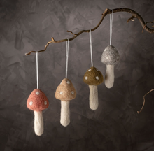 Load image into Gallery viewer, Taupe Felted Mushroom Ornament
