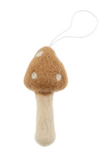 Load image into Gallery viewer, Taupe Felted Mushroom Ornament
