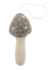 Grey Felted Mushroom Ornament