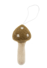 Load image into Gallery viewer, Olive Felted Mushroom Ornament
