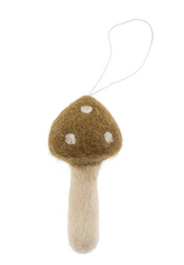 Olive Felted Mushroom Ornament