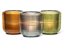 Load image into Gallery viewer, Large Ribbed Votive - Amber
