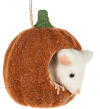Load image into Gallery viewer, Peek-a-boo Mouse in Pumpkin Ornament
