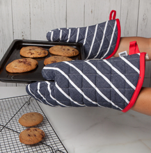 Load image into Gallery viewer, Superior Butcher Stripe Oven Mitt Pair
