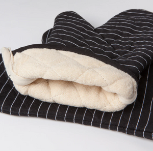 Superior Black Pinstripe Oven Mitt Pair