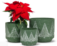 Load image into Gallery viewer, Medium Planter with Snowy Trees
