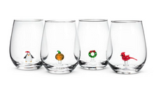 Load image into Gallery viewer, Christmas Wreath Stemless Wine Glass
