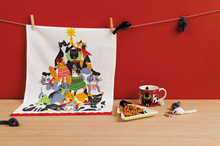Load image into Gallery viewer, Kitty Carol Christmas Dishtowel
