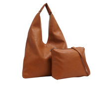 Load image into Gallery viewer, Cecilia 2-in-1 Reversible Hobo - Cognac / Tan
