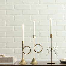 Load image into Gallery viewer, Bow Foil Accent Taper Candle Holder - Gold
