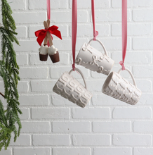 Load image into Gallery viewer, White Bow Textured Stoneware Tall Mug
