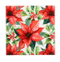 Load image into Gallery viewer, Red Poinsettia Textured Printed Ceramic Coaster - Set of 6
