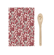 Load image into Gallery viewer, Berry Tea Towel And Wooden Spoon Red
