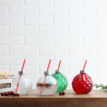 Load image into Gallery viewer, Pearl Snowflake Glass Ball Drink Ornament - Set Of 2
