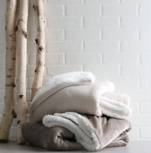 Load image into Gallery viewer, Microplush Sherpa Reverse Throw - Taupe
