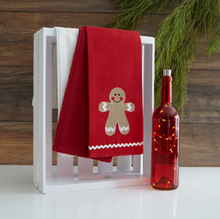 Load image into Gallery viewer, Red Gingerbread Kitchen Towel - Set Of 3
