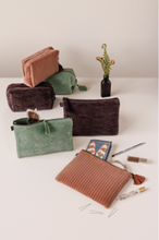 Load image into Gallery viewer, Copper Quilted Velvet Flat Pouch
