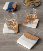 Load image into Gallery viewer, Skyline Ice Marble and Wood Coaster
