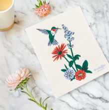 Load image into Gallery viewer, Hummingbird Floral Swedish Dishcloth
