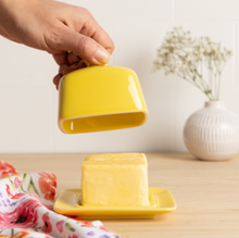 Load image into Gallery viewer, Lemon Yellow Square Butter Dish
