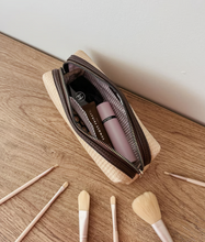Load image into Gallery viewer, Brianna Makeup Bag with Brushes - Natural Chocolate
