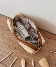 Load image into Gallery viewer, Brianna Makeup Bag with Brushes - Natural Tan
