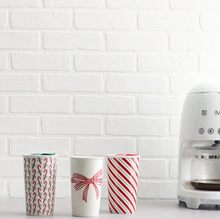 Load image into Gallery viewer, Red Bow Ceramic Travel Mug - 18Oz
