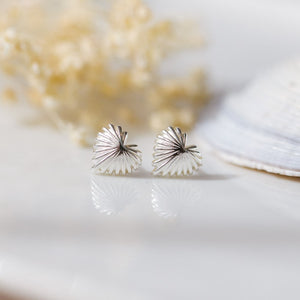 Seashell Heart Studs - Silver