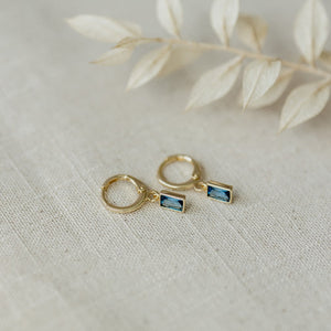 Sky Blue Shine Hoops - Gold