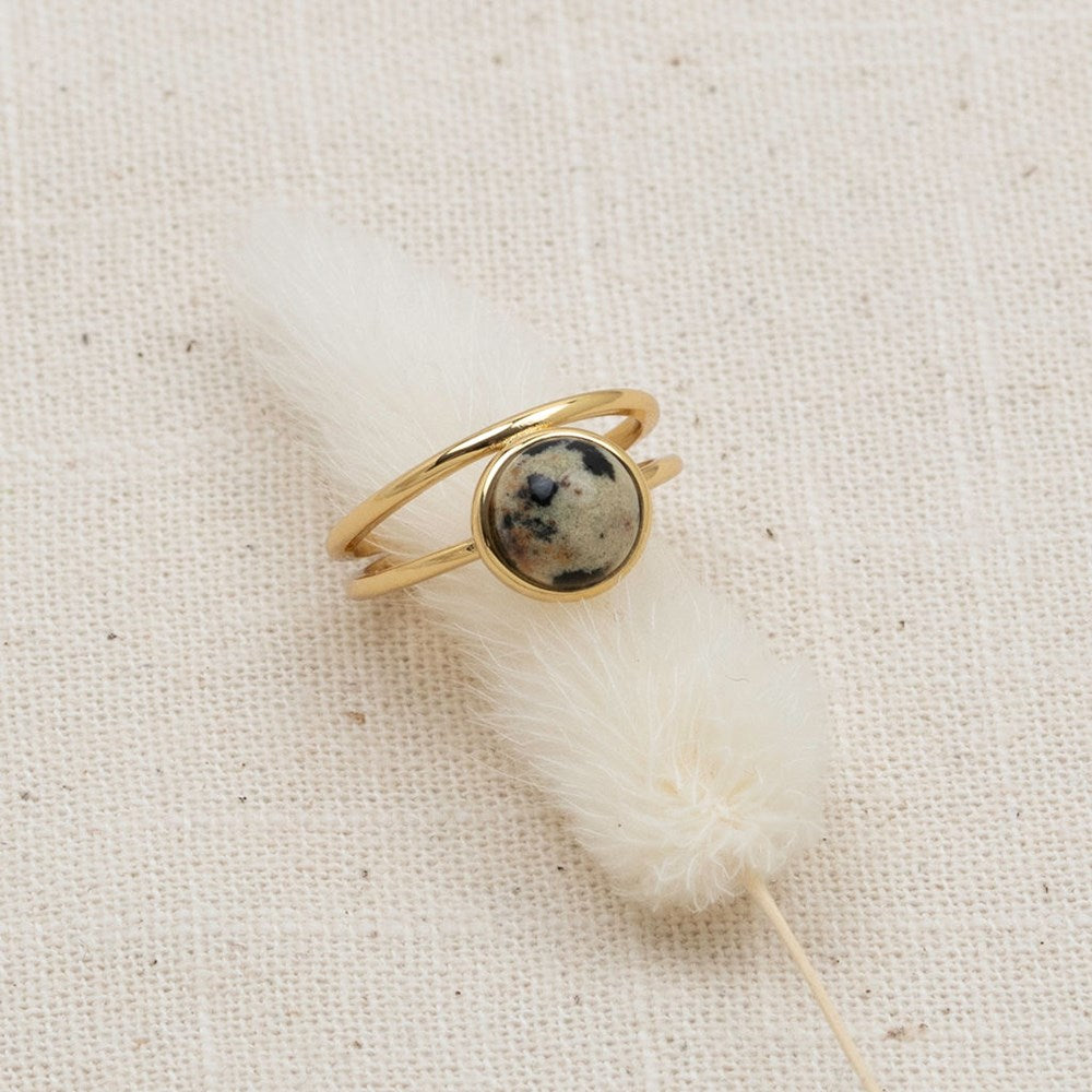 Sophia Ring - Gold/Dalmatian Jasper