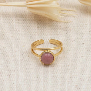 Sophia Ring - Gold/Pink Rhodonite