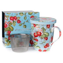 Load image into Gallery viewer, &#39;Strawberries Forever&#39; Tea Mug With Infuser &amp; Lid
