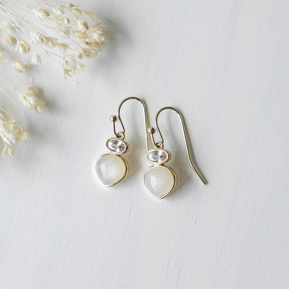 Tasia Earring - Gold/Moonstone/Clear