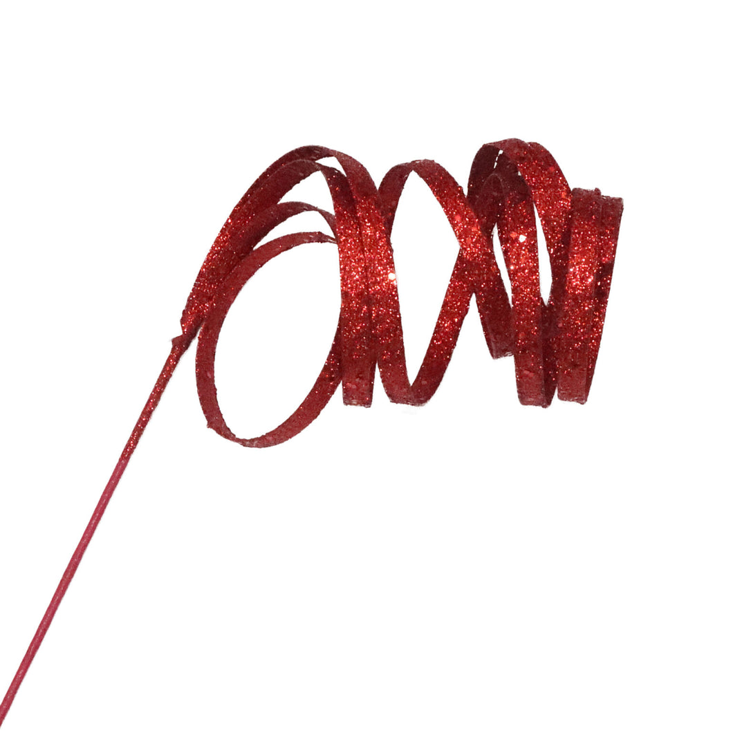 Curly Red Glitter Hanging Spray - 33.5
