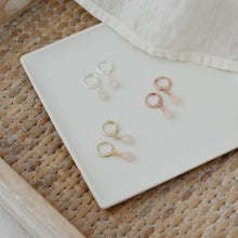 Load image into Gallery viewer, Zia Hoops - Gold/Rose Quartz

