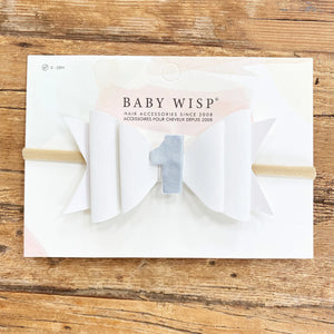 First Birthday Headband - White Hair Bow