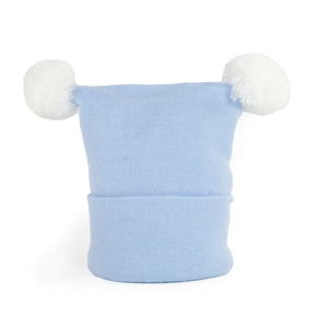 Newborn Hat - Double Pompom - Blue