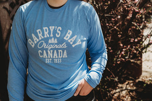 Barry's Bay Originals Adult Long Sleeved Tee - Heather Blue FINAL SALE