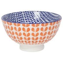 Load image into Gallery viewer, Orange Blue Blossom Stamped 4 Inch Bowl
