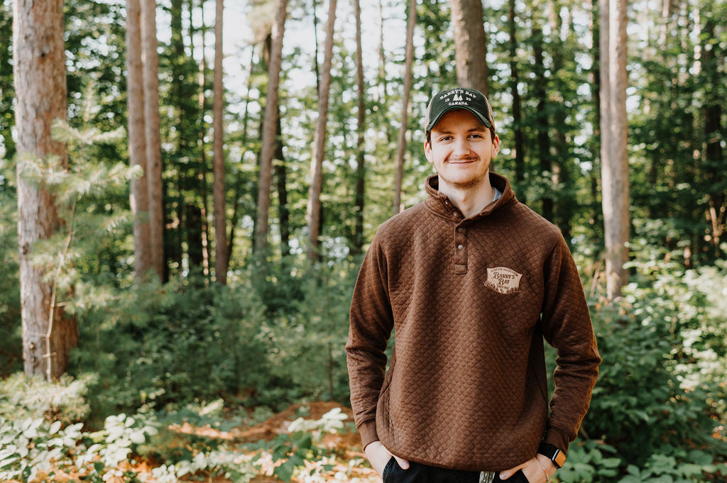 Brown - Barry's Bay Patch Henley Sweater