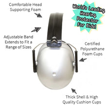 Load image into Gallery viewer, Kids Hearing Protection Earmuffs (2y+) - Silver
