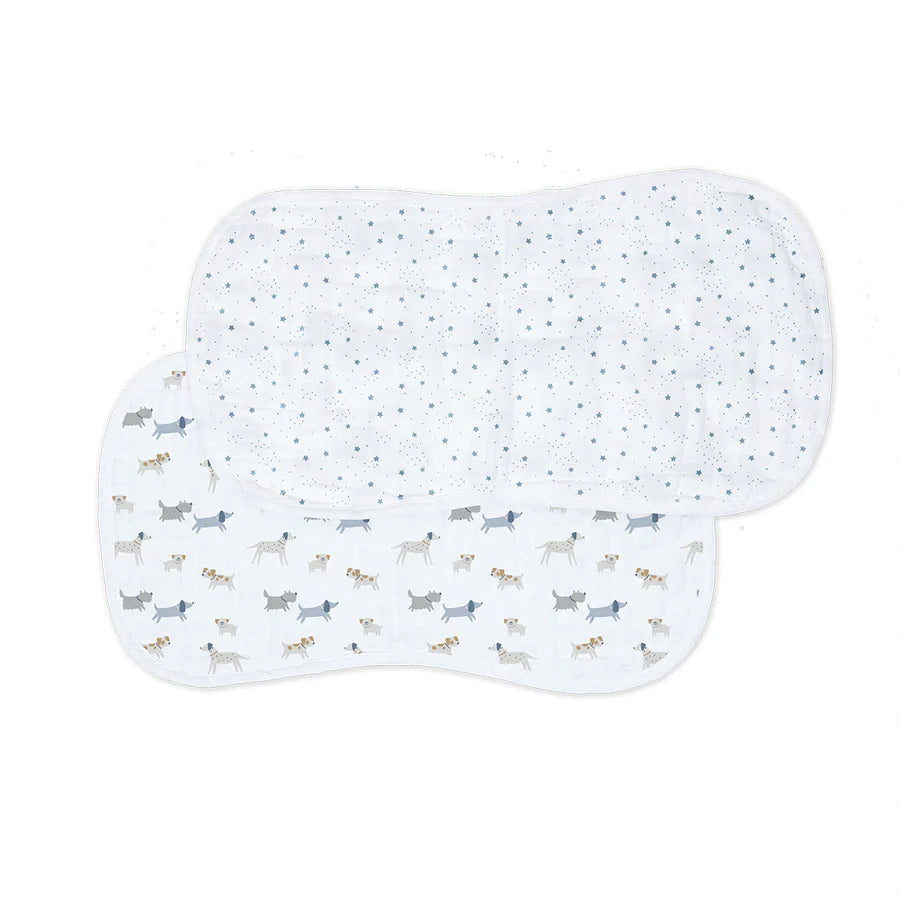 2 pack Burp Cloths - Puppy Dog & Stars