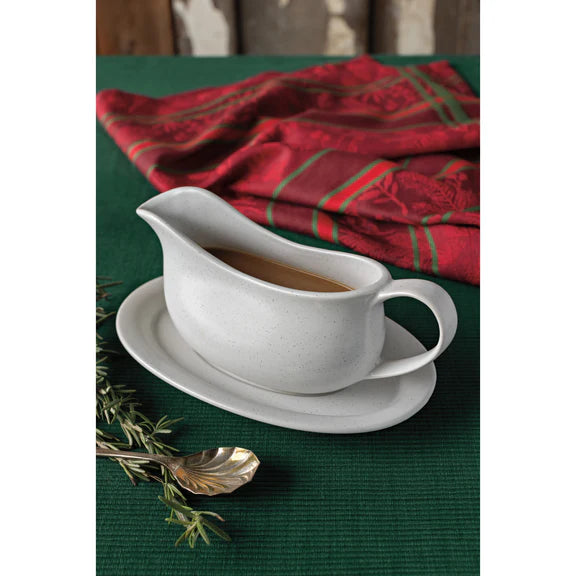 White Stoneware Gravy Boat