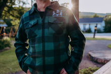 Load image into Gallery viewer, Adult Barry’s Bay Green Check Sherpa Lined Fleece
