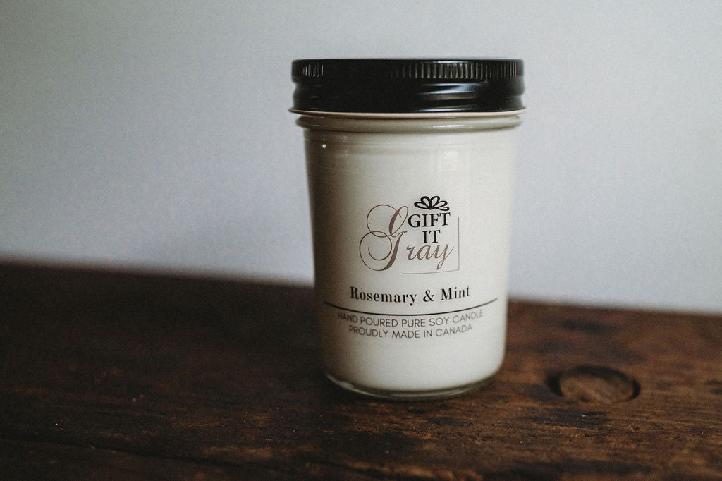 Rosemary & Mint Gift It Gray Soy Candle
