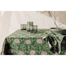 Load image into Gallery viewer, Peony Block Print Tablecloth 60 x 90 Inches
