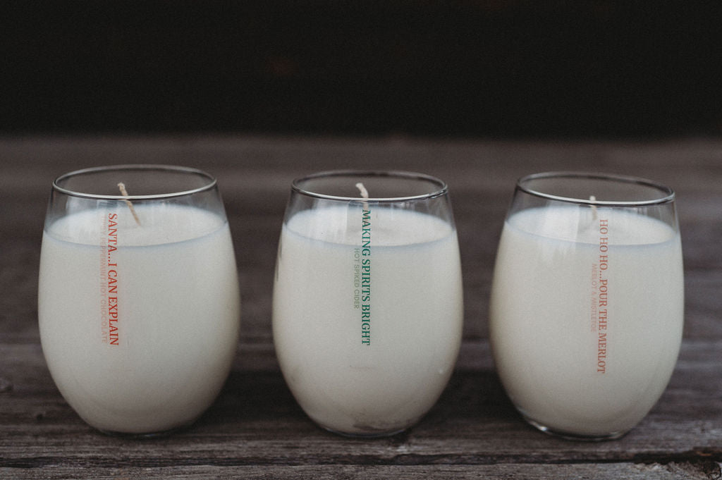 Santa Stemless Glass Soy Candle