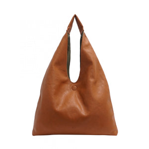 Cecilia 2 in 1 Reversible Hobo - Cognac/Green